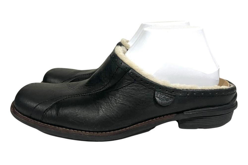 UGG Langford Women's Mule Clogs Black Leather Shoes Size 10